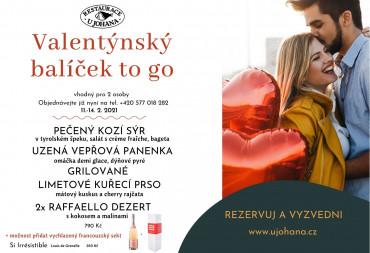 VALENTÝNSKÝ BALÍČEK     TO GO + francouzský sekt (vhodný pro 2 osoby)       (11. - 14. 2. 2021) 