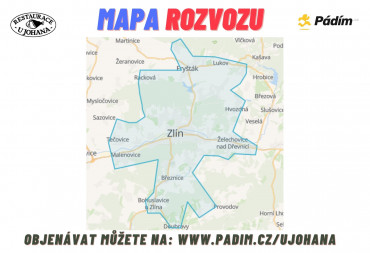 STARTOVACÍ MAPA ROZVOZU V OKOLÍ ZLÍNA