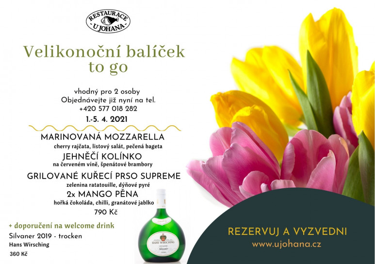 VELIKONOČNÍ BALÍČEK TO GO + VÍNO SILVANER 2019 (vhodný pro 2 osoby) (1. - 4. 4. 2021)