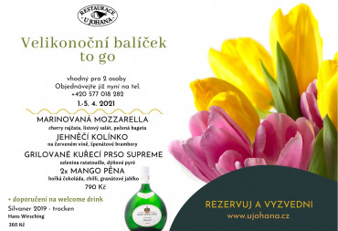 VELIKONOČNÍ BALÍČEK TO GO + VÍNO SILVANER 2019 (vhodný pro 2 osoby) (1. - 4. 4. 2021)