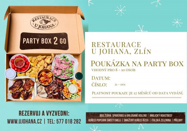 Poukaz na PARTY BOX  vhodný pro 8-10 osob
